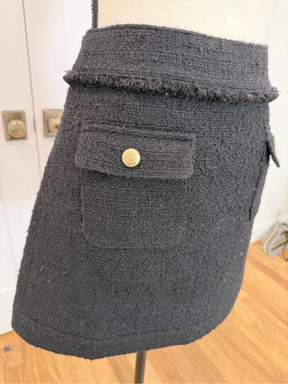🖤 J.Crew Black Tweed Patch Pocket Mini Skirt Size 8